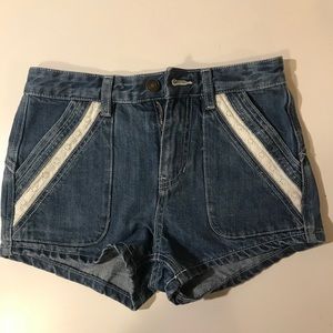 Free People Jean Shorts & White Lace